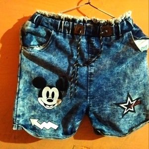 Denim shorts and the size is 28 and the colour is blue